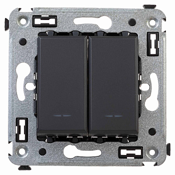 Выключатель двухклавишный в стену, Avanti "Черный матовый" DKC в Находке