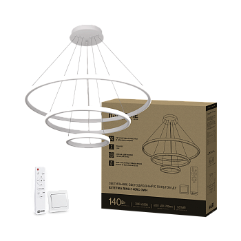 Светильник светодиодный ESTETIKA RING-140RC-3WH 140Вт 230В 3000-6500K 600/400/200 1.2м трос пульт ДУ белый IN HOME в Находке