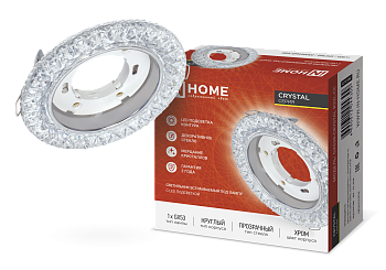 Светильник встраиваемый GX53R-crystal R32L-CC с подсветкой 4К под GX53 Прозрачный/Хром IN HOME в Находке
