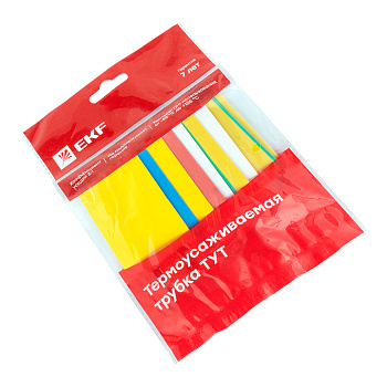 Термоусаживаемая трубка ТУТ нг 30/15 набор 7 цветов по 3 шт 100 мм EKF PROxima в Находке