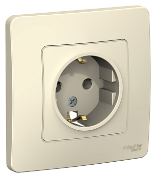 Розетка одинарная BLANCA SE с заземлением молочная в Находке