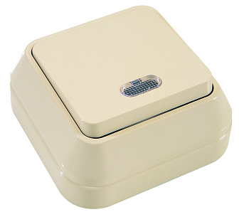 Выключатель одноклавишный накладной с подсветкой MAKEL крем в Находке