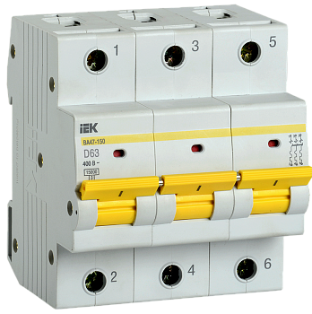 Автоматический выключатель ВА47-150 3Р 63А 15кА х-ка D IEK в Находке