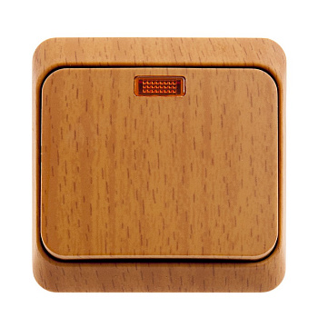 Выключатель одноклавишный ЭТЮД SE накладной с подсветкой бук в Находке