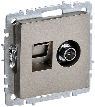 Розетка двойная телевизионная+RJ45 кат.5E BRITE IEK шампань в Находке