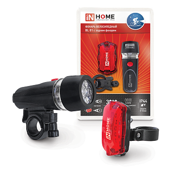 Фонарь велосипедный BL 01 5LED с задним фонарем 4AAA 3 режима с кронштейном ЧЕРНЫЙ IN HOME в Находке