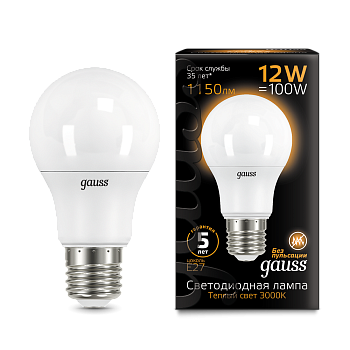 Лампа светодиодная LED-A60 12Вт E27 3000K 1150Лм Black GAUSS в Находке