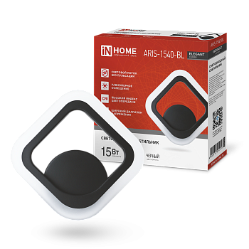 Светильник светодиодный ELEGANT ARIS-1540-BL 15Вт 230В 4000K 1200Лм черный IN HOME в Находке