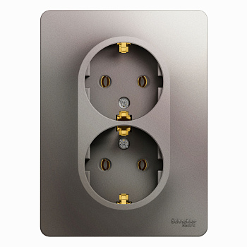 Розетка двойная Glossa SE с заземлением платина в сборе в Находке