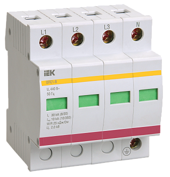 Ограничитель импульсного перенапряжения ОПС1-C 4P In=20kA Un=400B Im=40kA IEK в Находке