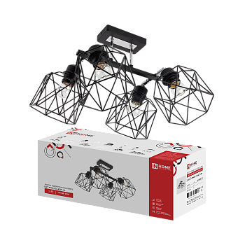 Люстра поворотная под лампу LOFT ATIKO-СLА-4E27L-BL 4хЕ27 черный, хром IN HOME в Находке