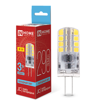 Лампа светодиодная LED-JC 3Вт 12В G4 6500К 290Лм IN HOME в Находке