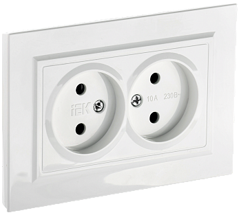 Розетка двойная 10А BRITE IEK белая в сборе в Находке