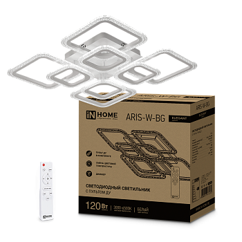 Светильник светодиодный ELEGANT ARIS-W-BG 120Вт 230В 3000-6500K 8400Лм 585х585х115мм пульт ДУ белый IN HOME в Находке