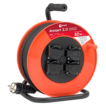 Удлинитель на катушке "Атлант 2.0" 4 гнезда 50м с заземлением КГ 3х1,5 16А/3,5кВт IP44 PROxima EKF в Находке