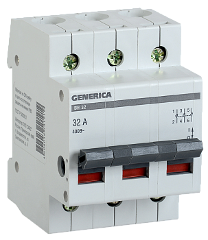 Выключатель нагрузки (мини-рубильник) ВН-32 3Р 32А GENERICA в Находке