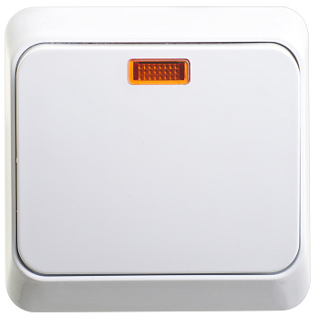 Выключатель одноклавишный ЭТЮД SE накладной с подсветкой белый в Находке