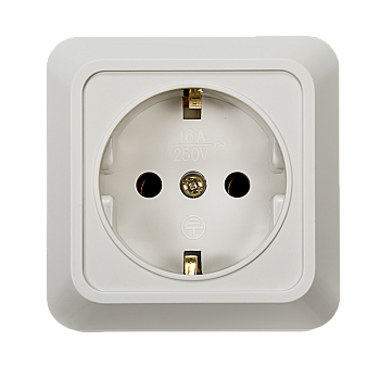 Розетка одинарная с заземлением BOLLETO белая накладная 7028 IN HOME в Находке