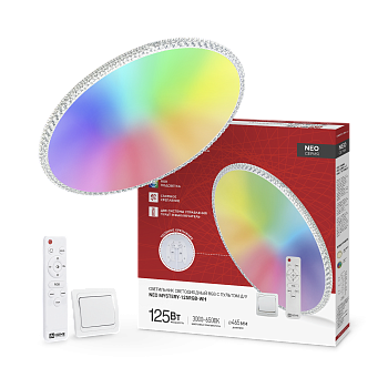 Светильник светодиодный NEO MYSTERY-125RGB-WH 125Вт 230В 3000-6500K 10000Лм 465x70мм пульт ДУ белый IN HOME в Находке