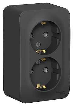 Розетка двойная BLANCA SE накладная с заземлением с изоляционной пластиной антрацит в Находке
