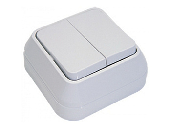 Выключатель двухклавишный накладной MAKEL белый в Находке