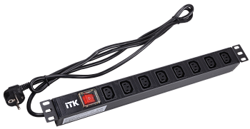 ITK PDU 8 розеток C13 с LED выкл 1U шнур 2м вилка в Находке