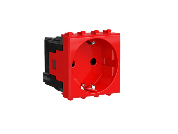 Розетка модульная, 2P+E, с защитной шторкой, Avanti "Красный квадрат", 2 мод. DKC в Находке