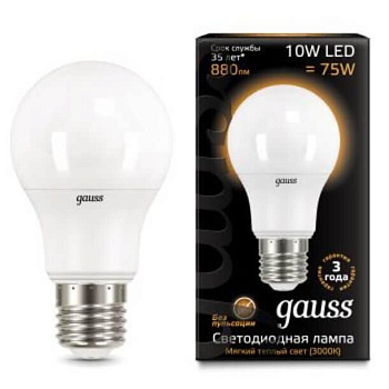 Лампа светодиодная LED-A60 10Вт E27 3000K 880Лм Black GAUSS в Находке