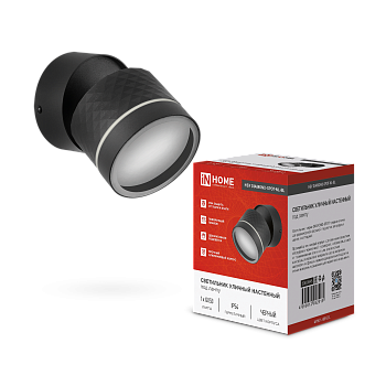 Светильник уличный настенный поворотный НБУ DIAMOND-SPOT-1xGX53-NL-BL с подсветкой черный IP54 IN HOME в Находке