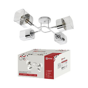 Светильник потолочный поворотный AURA TESO-4E27ST-WH 4хЕ27 прозрачные плафоны, белый корпус IN HOME в Находке