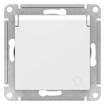 Розетка одинарная AtlasDesign SE с заземлением со шторками с крышкой белая в Находке