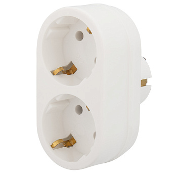 Двойник электрический 16А с заземлением белый REXANT в Находке