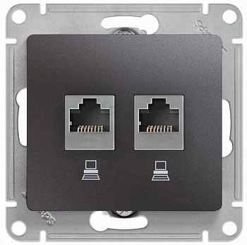 Розетка двойная компьютерная RJ45+RJ45 Glossa SE графит в Находке