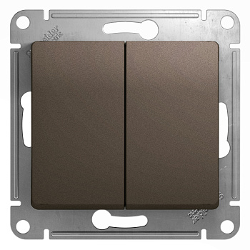 Выключатель двухклавишный Glossa SE шоколад в Находке