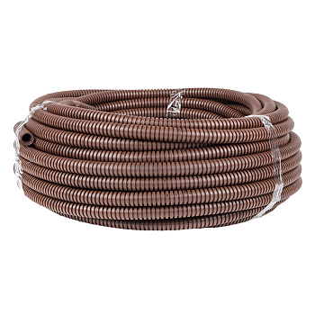 Труба гофрированная ПВХ с протяжкой d=16 мм (25 м) темное дерево Plast EKF в Находке