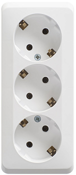 Розетка тройная ЭТЮД SE накладная с заземлением белая в Находке