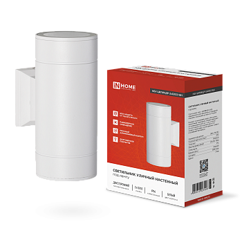 Светильник уличный настенный двусторонний НБУ ЦИЛИНДР-2xGX53-WH алюминиевый белый IP54 IN HOME в Находке