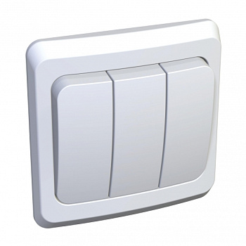 Выключатель трехклавишный ЭТЮД SE белый в Находке