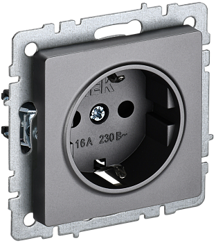 Розетка одинарная с з/к со шторками 16А BRITE IEK сталь в Находке