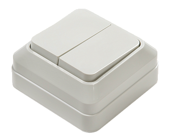 Выключатель двухклавишный BOLLETO белый накладной 7023 IN HOME в Находке