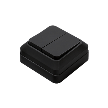 Выключатель двухклавишный BOLLETO черный накладной 7023B IN HOME в Находке