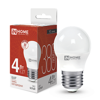 Лампа светодиодная LED-ШАР-VC 4Вт 230В Е27 4000К 380Лм IN HOME в Находке