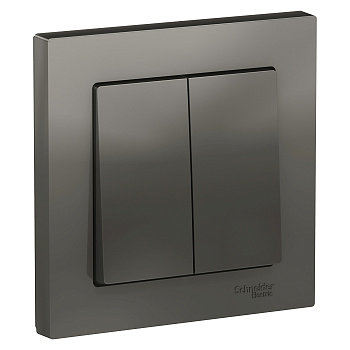 Выключатель двухклавишный AtlasDesign SE сталь в сборе в Находке