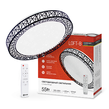 Светильник светодиодный COMFORT LOFT-B 55Вт 230В 3000-6500K 4400Лм 395x105мм с пультом ДУ IN HOME в Находке