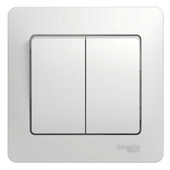 Выключатель двухклавишный Glossa SE белый в сборе в Находке