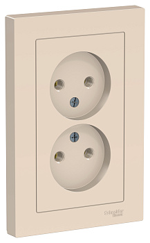 Розетка двойная AtlasDesign SE бежевая в сборе в Находке