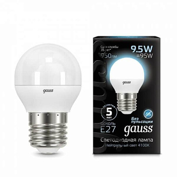 Лампа светодиодная LED-ШАР 9.5Вт E27 4100K 950Лм Black GAUSS в Находке
