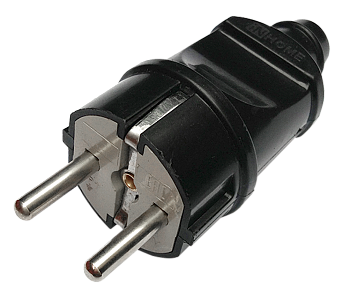 Вилка прямая с заземлением 16А черная 4240 IN HOME в Находке