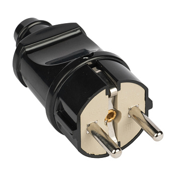 Вилка прямая с заземлением черный 16А 250В EKF PROxima в Находке