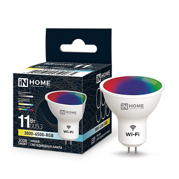 Лампа светодиодная LED-JCDR-RGBW-SMART 11Вт 230В димм. GU5.3 3000-6500К 990Лм IN HOME в Находке